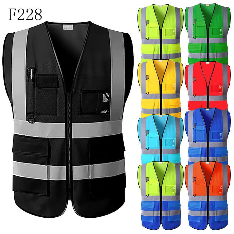 Colete de Segurança Refletivo Preto Personalizado para Ciclismo com Bolsos de Visibilidade RD221