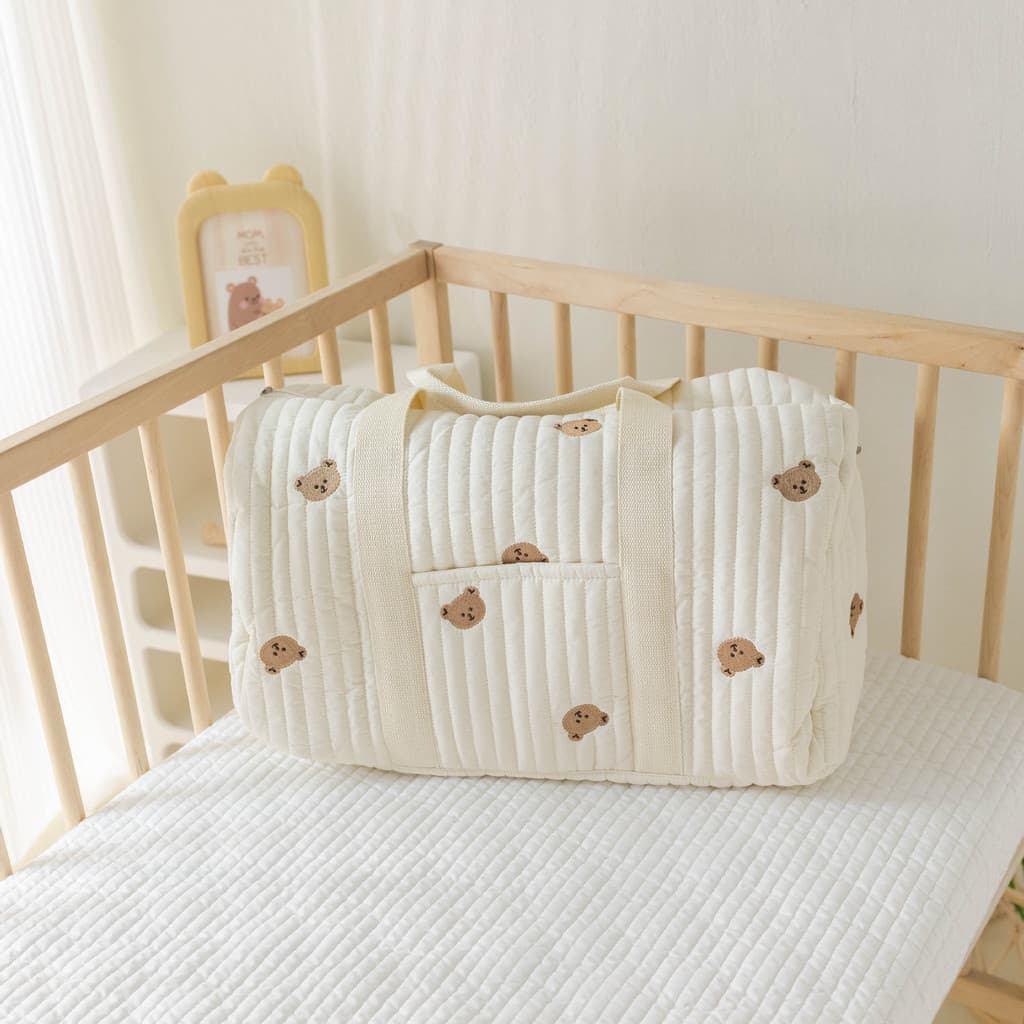 Bolsa de Mão Mãe e Criança Grande Capacidade - Bolsa de Ombro Mão Bordada Urso Fofo (Mãe e Filho),Ideal Para Dia a Dia