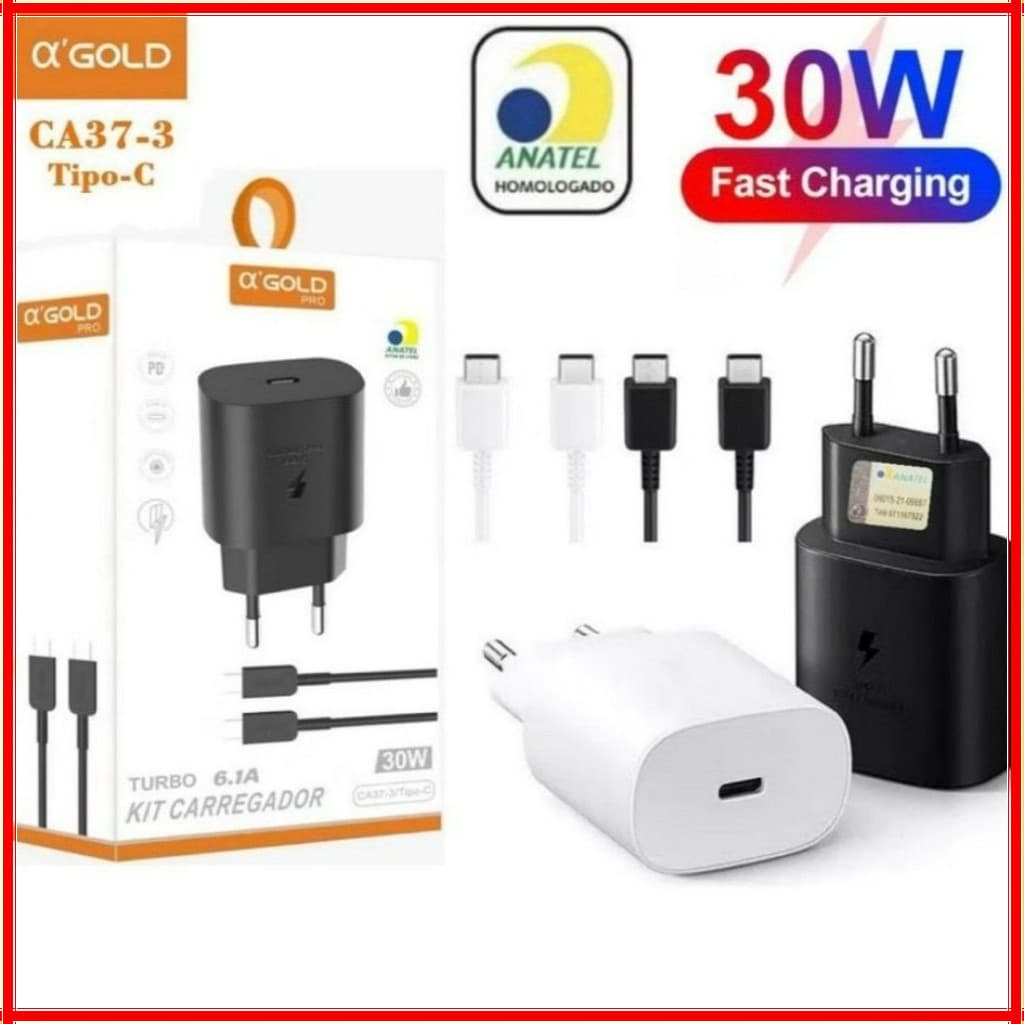 Kit Carregador 6.1A com cabo Tipo-C pra Tipo-C carregador Samsung  A Gold original