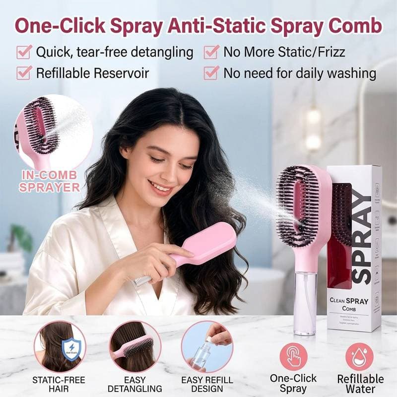 【Uso Fácil】[Cuidado Diário] Spray/Pente/Cabelos Lisos/Ondulados/Antiestático/Portátil