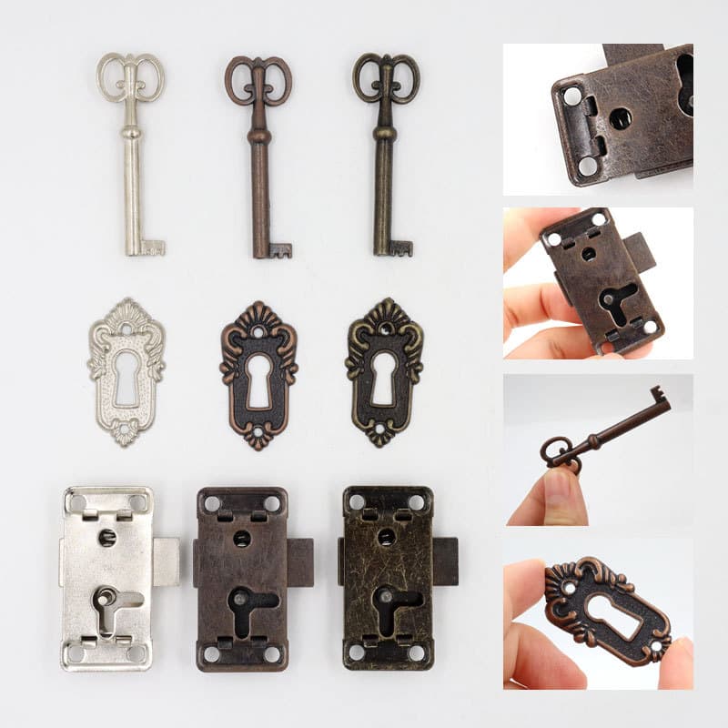 Fechadura De Porta De Ferro Antigo , Gaveta , Joias , Caixa De Madeira , Armário , Guarda-Roupa , + Chave , Ferragens De