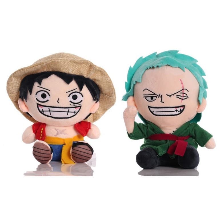 Novidades - Brinquedos de Pelúcia Luffy e Zoro 20cm - One Piece Roronoa Zoro, Nami, Sanji, Usopp, Shanks, Tony Chopper -