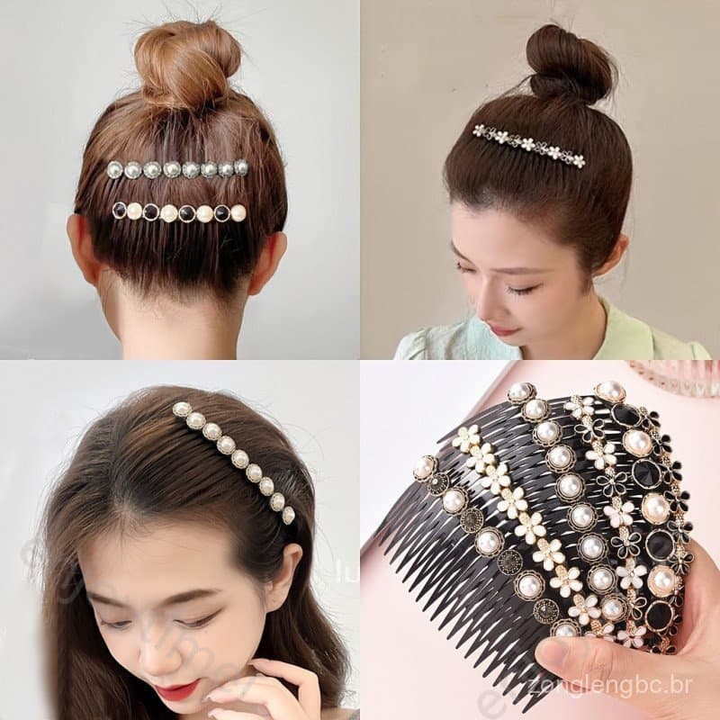 6pcs/conjunto de pentes de cabelo com pérolas falsas e strass para mulheres, elegantes, chiques, modernos, vintage, aces