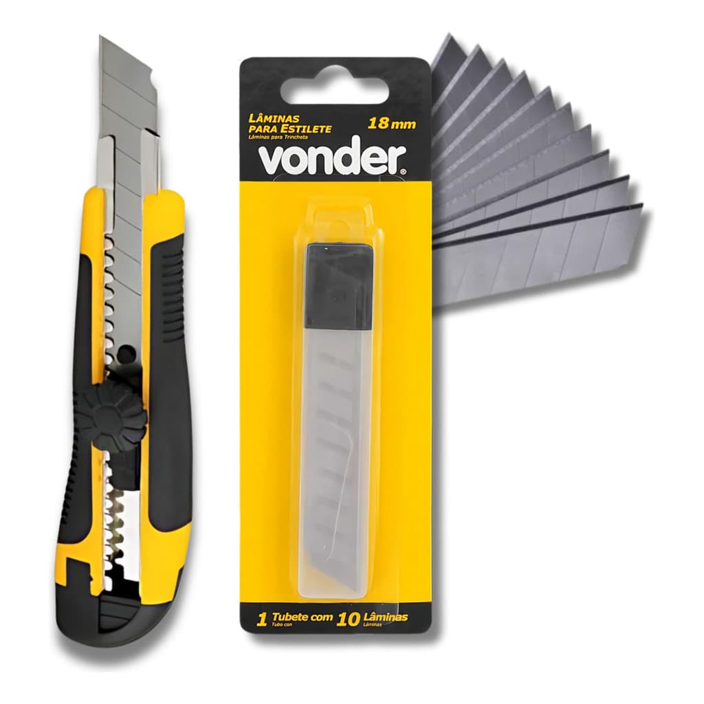 Kit Lâmina Estilete 18 mm + Estilete 18 mm es 218 - Vonder