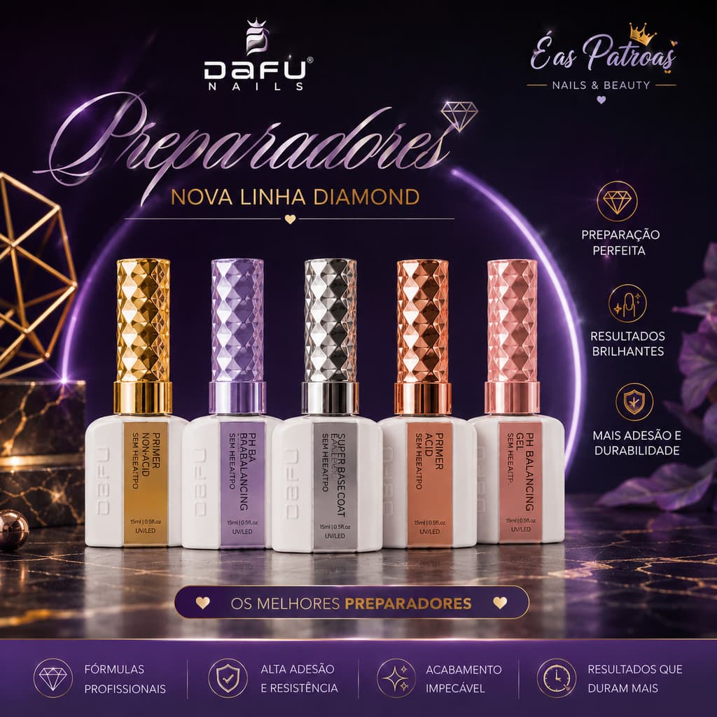 Dafu Preparadores Sem TPO 15ml | PH, Primer, Ultrabond, Base e Top Coat para Alongamento de Unhas