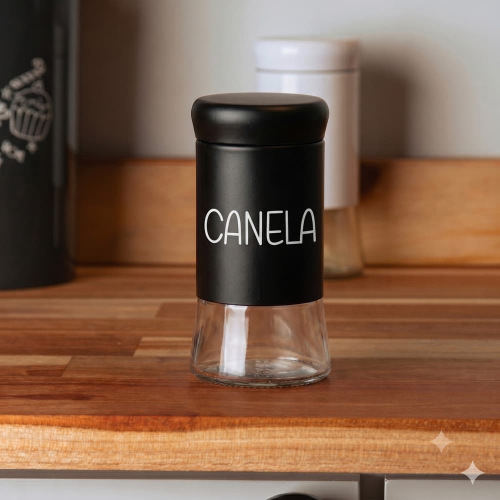 Pote de Vidro Preto Versatile (135 g) Canela