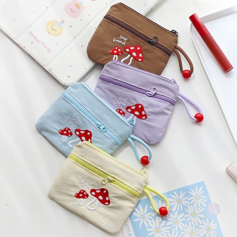 Senhoras japonesas bonito Multi-camada pequena carteira simples Retro Mini pequeno saco com zíper moeda bolsa cartão sac