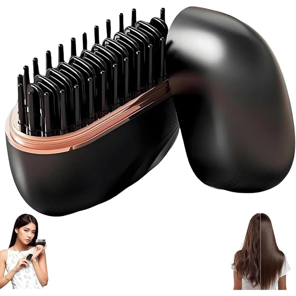 Yaslayp Glambrushs Mini Alisador de Cabelo, Escova Alisadora de Cabelo Portátil Sem Fio Recarregável, Controle de Temper