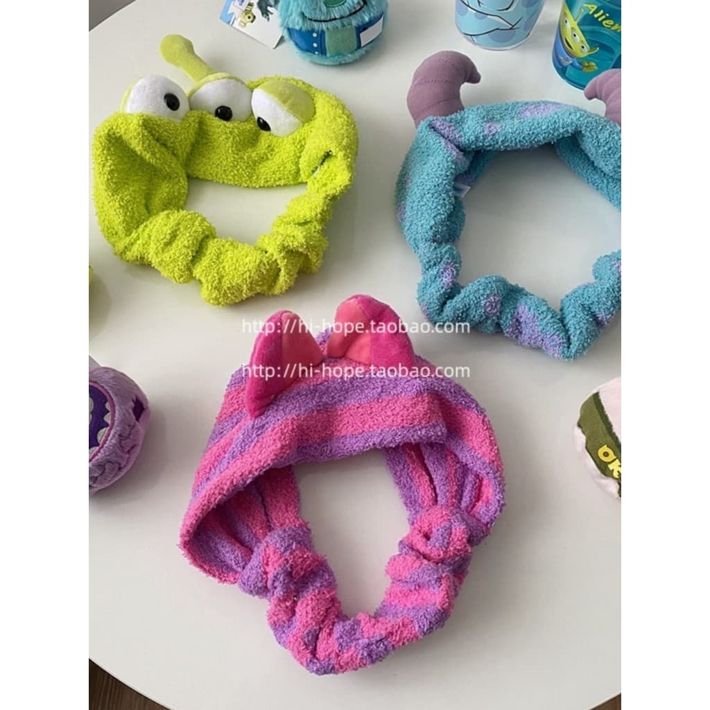 Faixa de cabelo para lavagem de rosto, estilo desenho animado, menina, coração, elástica, aba larga, faixa de cabelo de