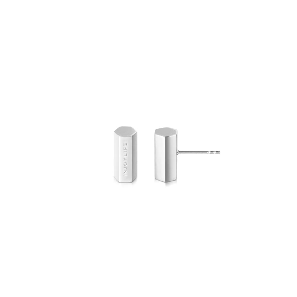 Brincos de pilar Hexagonal INJOYLIFE Novo estilo elegante temperamento brincos de prata nicho brincos femininos de alta