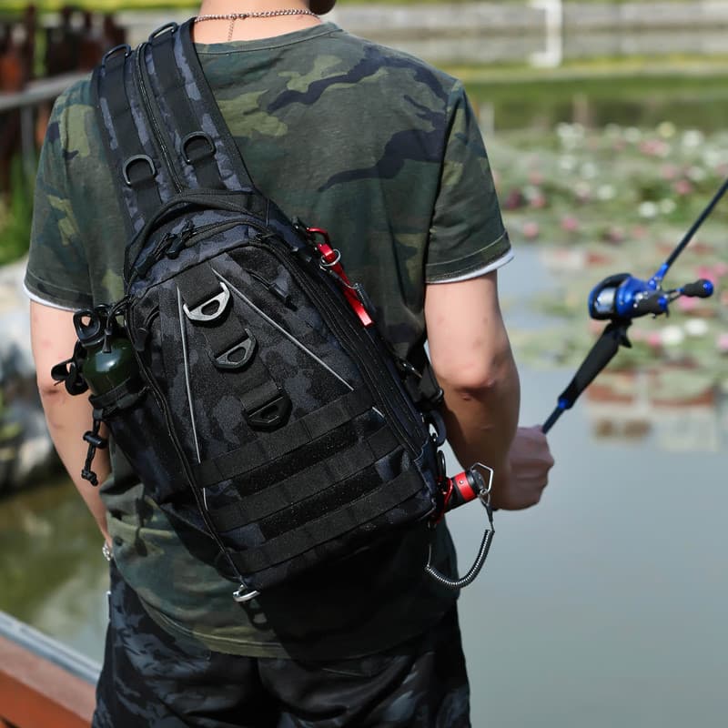 Saco de isca mensageiro único ombro duplo dupla utilização multifuncional saco de cintura de pesca ao ar livre mochila d
