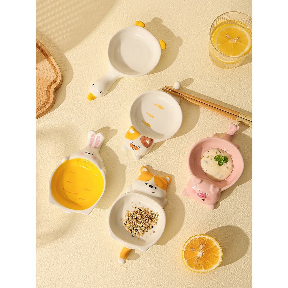 Japonês bonito tempero prato doméstico mergulhando tempero prato cerâmica Underglaze cor Steamable pequeno prato m