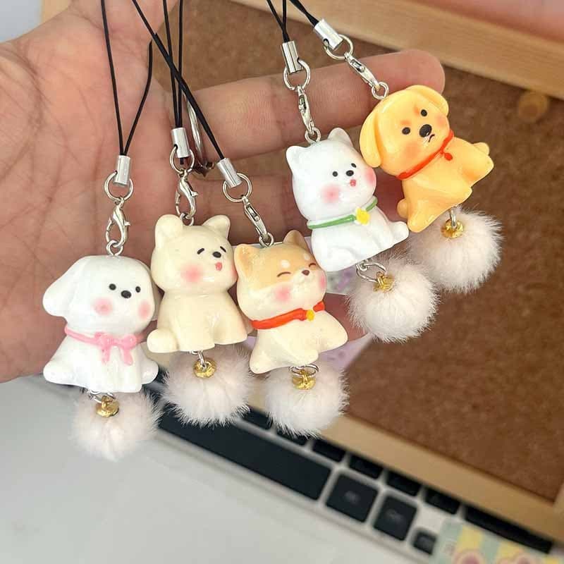 Tridimensional pequeno fofo cão pingente alça do telefone móvel saco pingente bonito dos desenhos animados pingente pequ