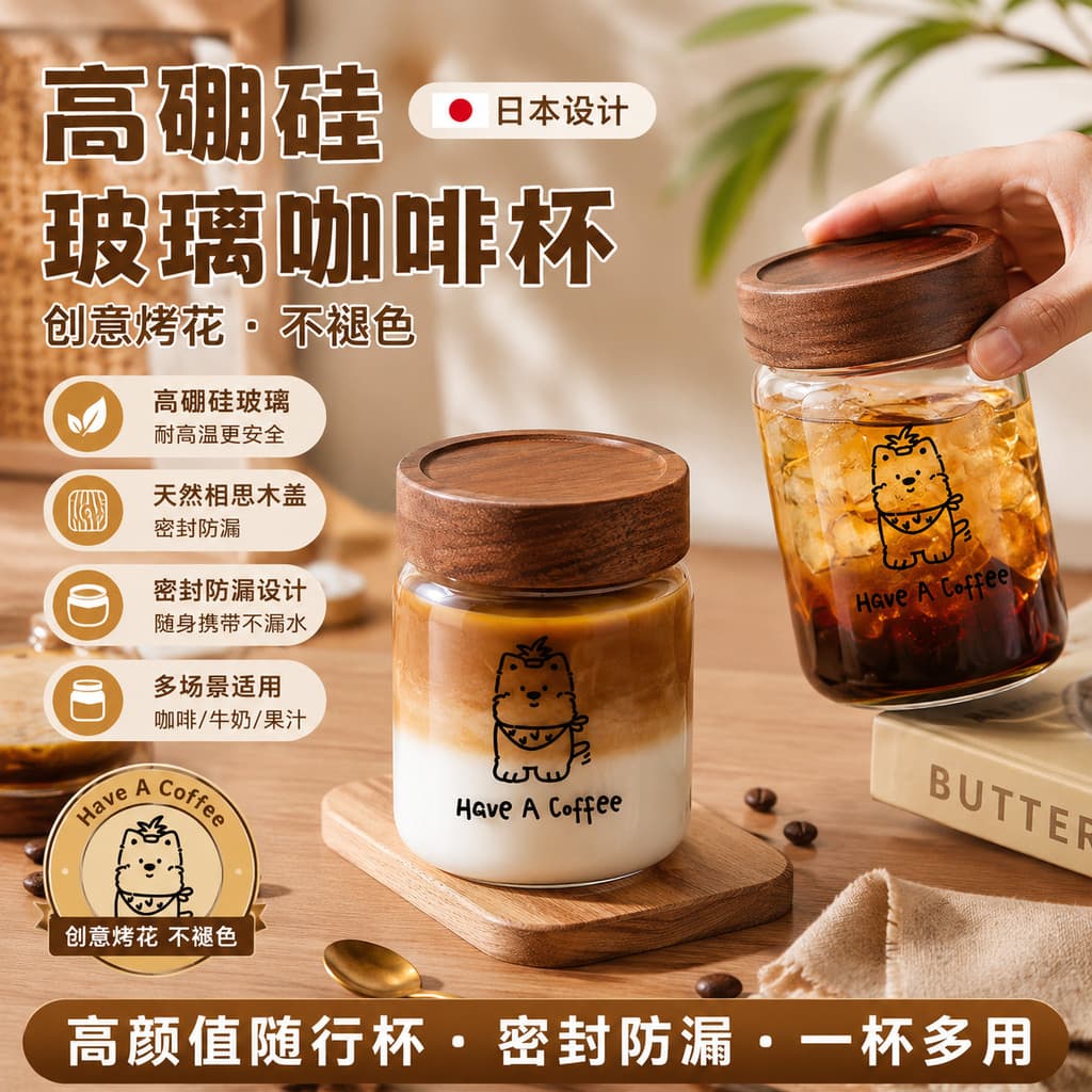 Copo de café de vidro japonês saindo carregando senhoras alto valor alto borosilicato resistente a altas temperaturas co