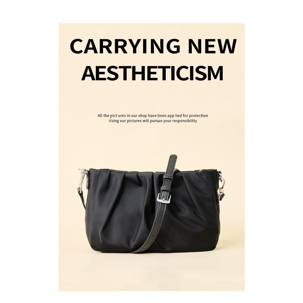 Bolsa feminina novo estilo saco de náilon preto axilas saco nicho Design Original plissado saco do mensageiro High-End s
