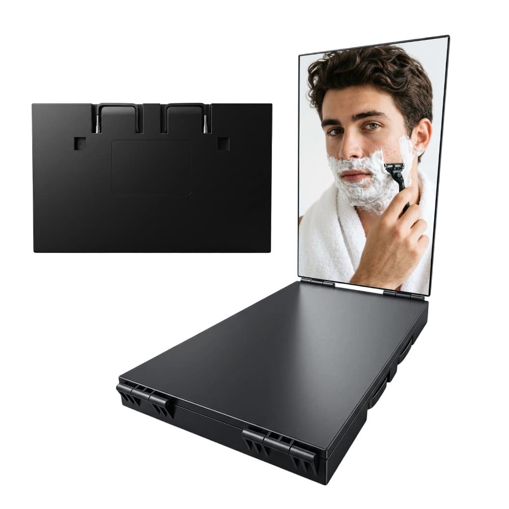 Espelho Triplo 3 Vias para Corte de Cabelo 360° Portátil | Barbear DIY para Casa Banheiro Viagem