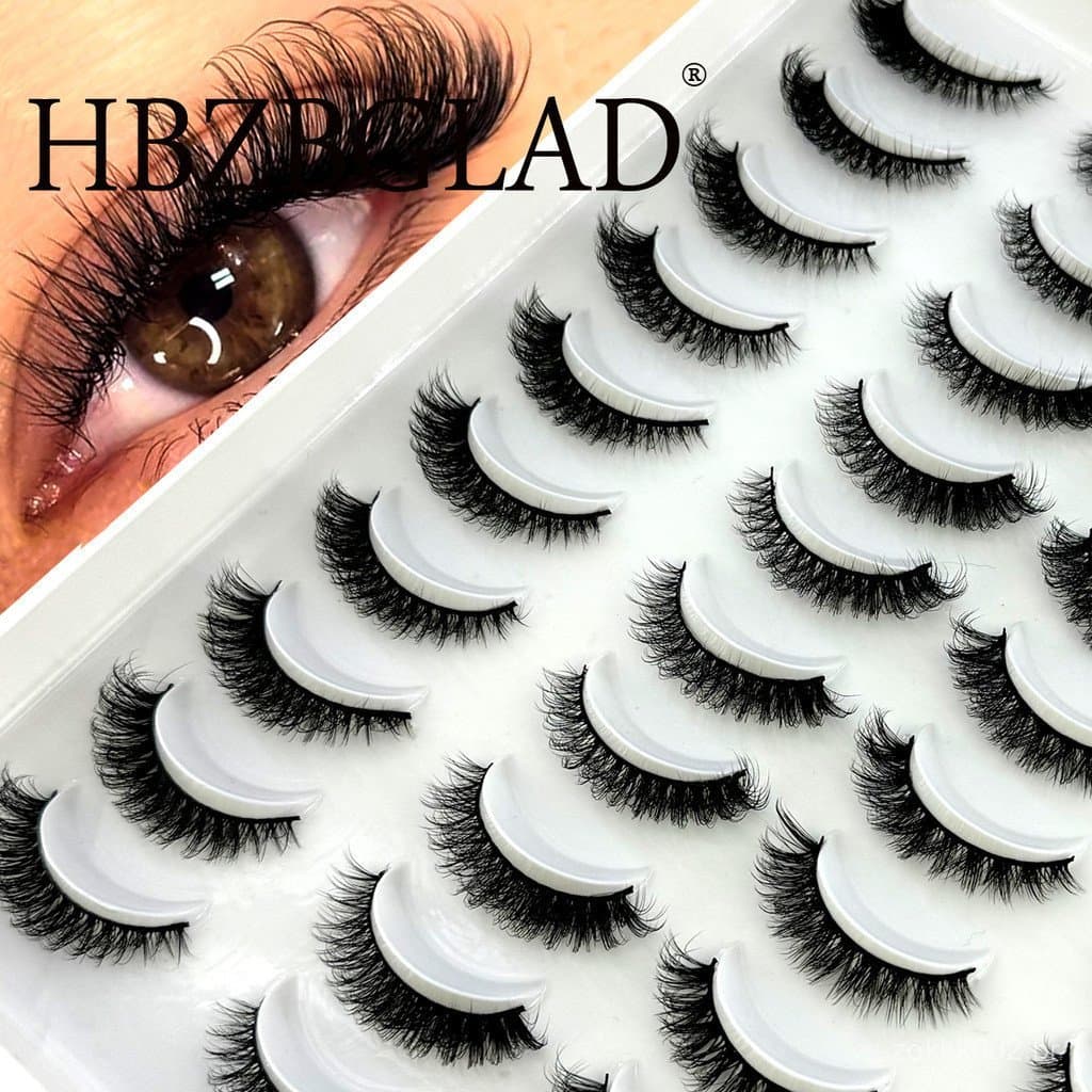 20 Pares De Cílios Postiços Maquiagem Curta 3D Natural Vison Extensão Beleza