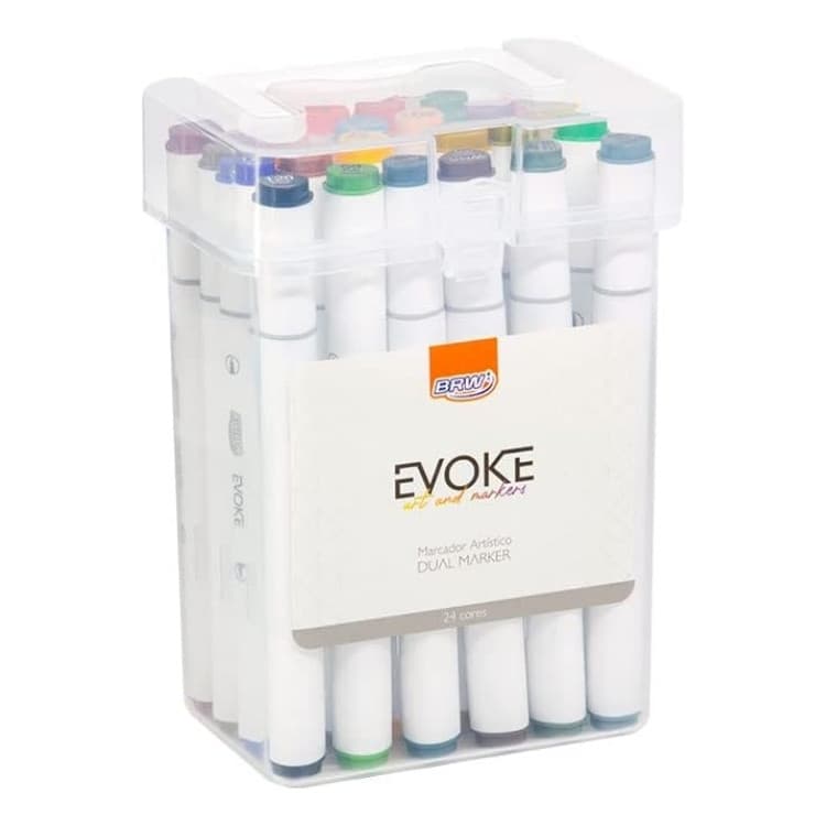 Canetinha Marcador Artistico Evoke Dual Marker c/ 48 Cores Brw