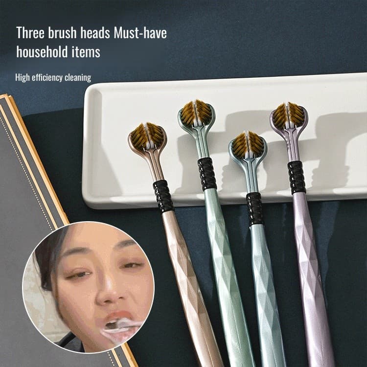 Conjunto De Escova De Dentes Lateral Tripla Yucca Clean De Cerdas Macias Pacote Com 4 Unidades Cabeça