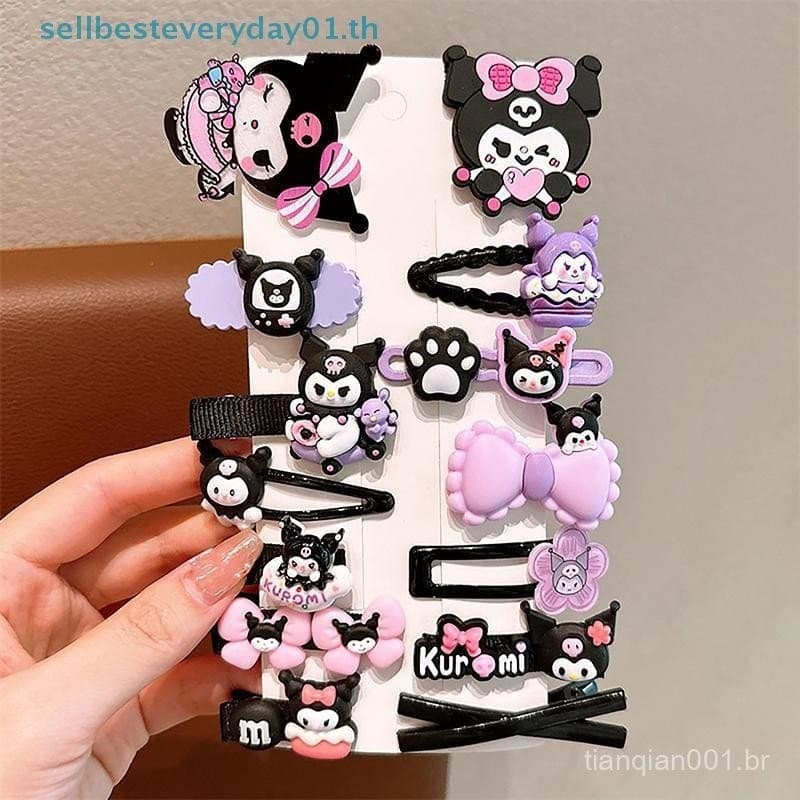 & Sellbest 14 Peças Kawaii Fofo Kuromi Arco Grampo De Cabelo Para Mulheres Meninas Doce Clipe Lateral Desenho Animado Qu
