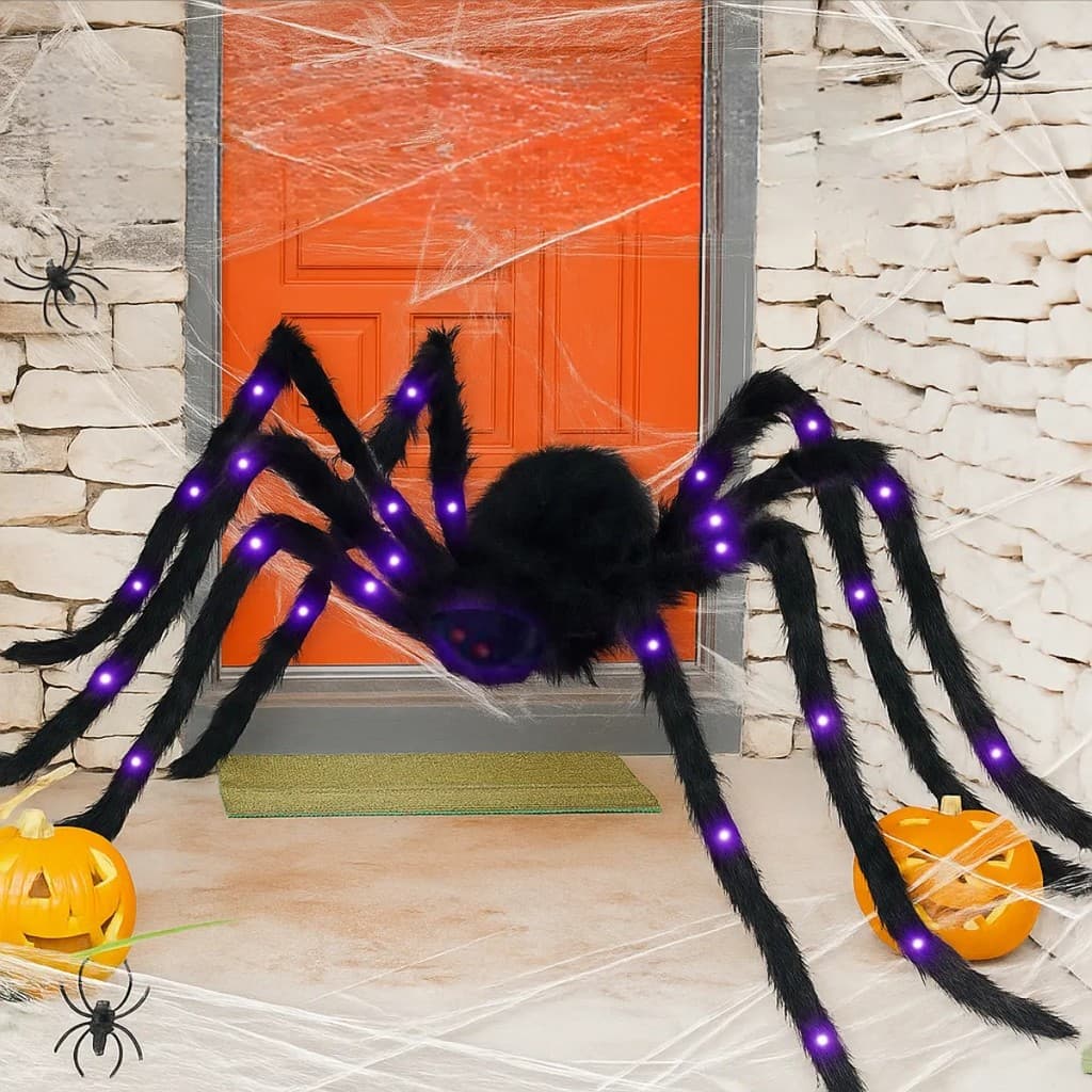 Aranha Gigante Peluda Decoração Horripilante Halloween COM /SEM LED 75CM/120CM