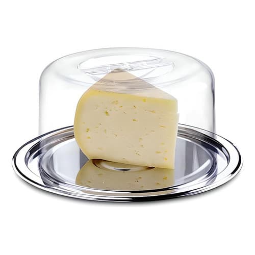 Queijeira Inox Com Tampa Acrílica Porta Queijo Pote Bandeja