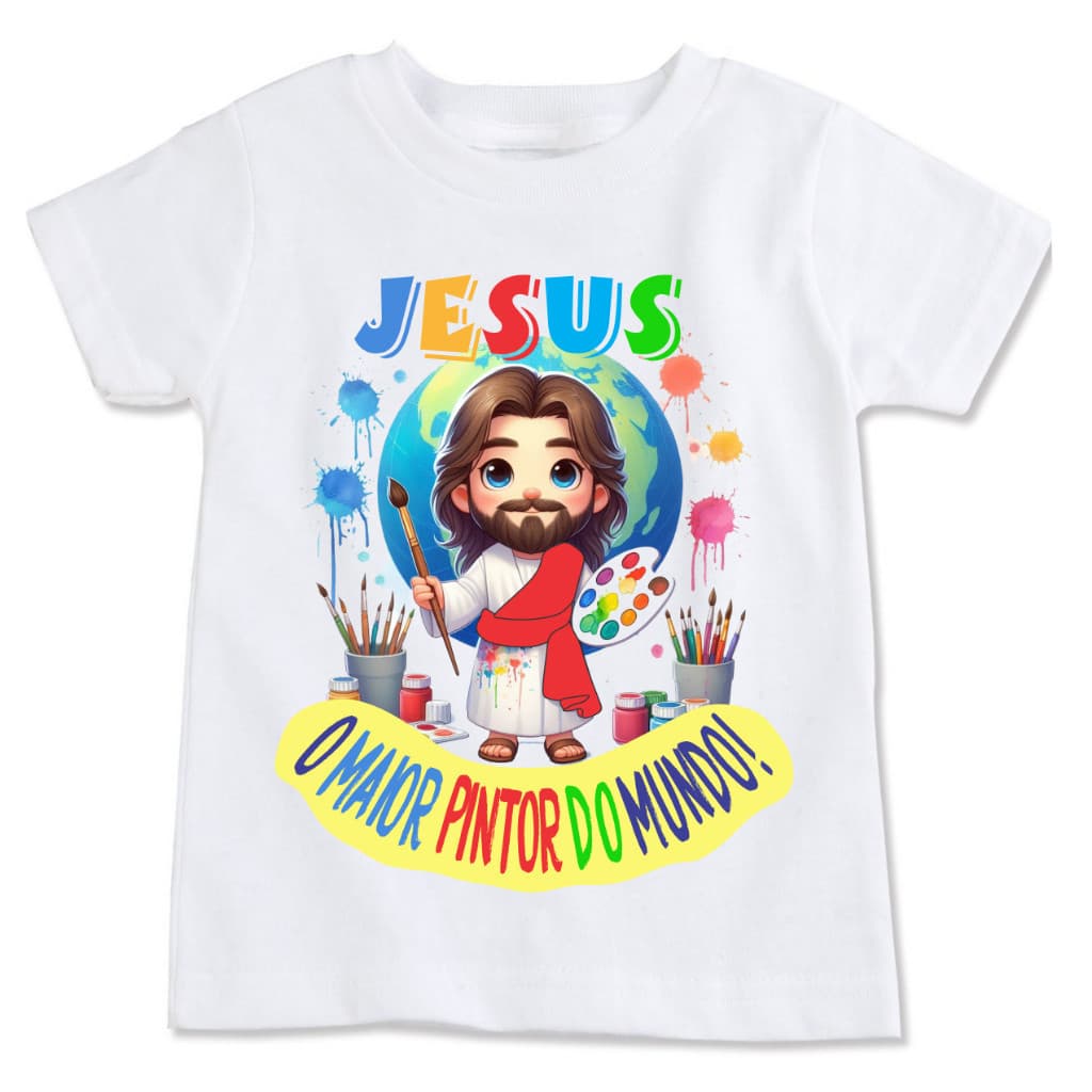 Camisa camisa blusa  infantil Jesus o maior pintor do mundo 100% Premium KIDS