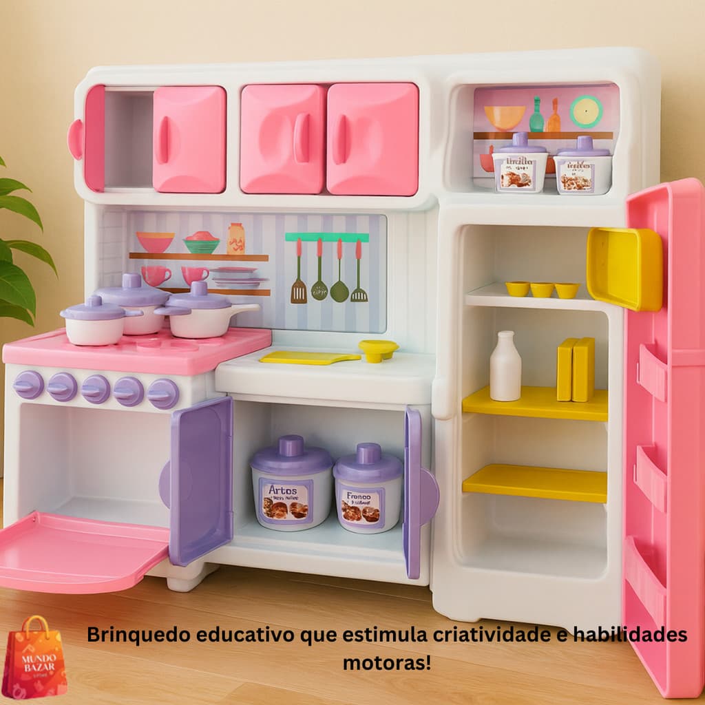 Mini Cozinha Brinquedo Completa  Panelinhas Fogão Geladeira dias das Crianças