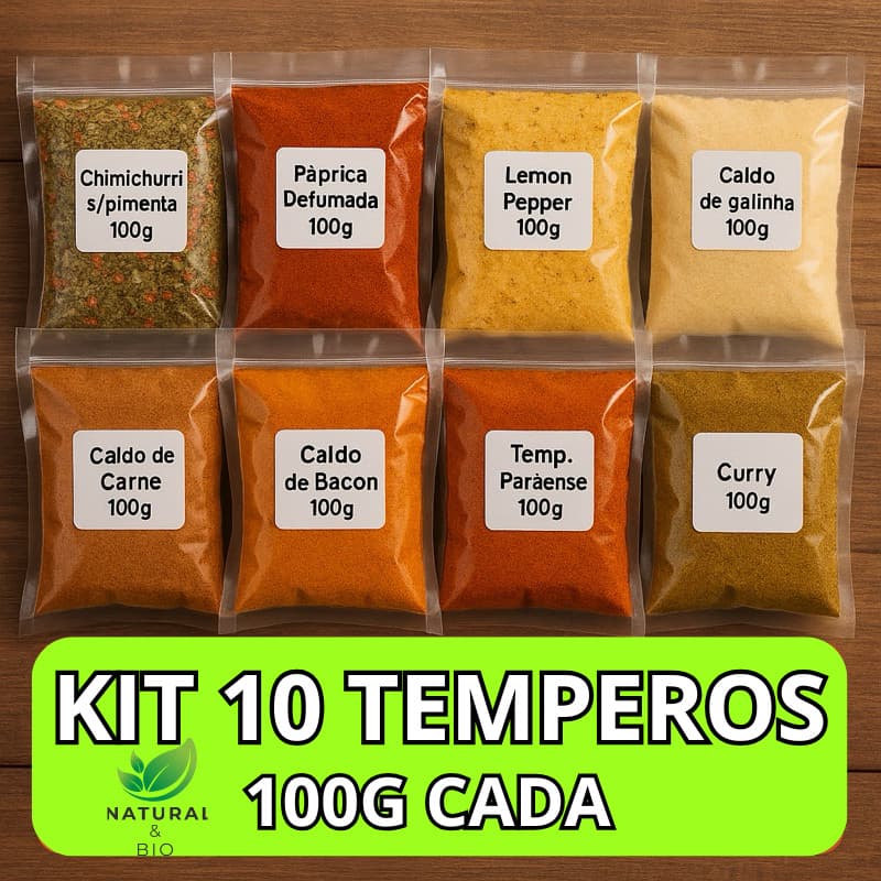 KIT 10 TEMPEROS E CONDIMENTOS NATURAIS SEM CONSERVANTES