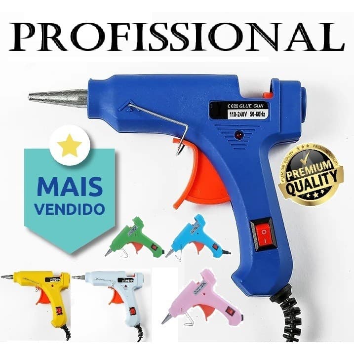 Pistola De Cola Quente 20w Liga e Desliga Ponta Fina BIVOLT Artesanato Artesão Bijuteria Madeira