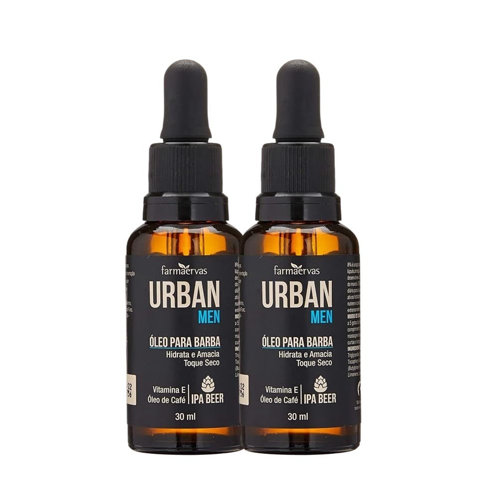 Kit 2 Óleo para Barba Hidratante Amaciar os Pelos Toque Seco IPA Beer 30ml Urban Men