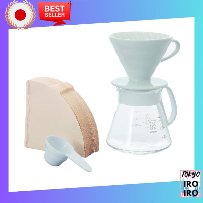 HARIO V60 Cerâmica Dripper 02 Set para 1-4 Copos Branco Fabricado no Japão XVDD-3012W Produtos japoneses