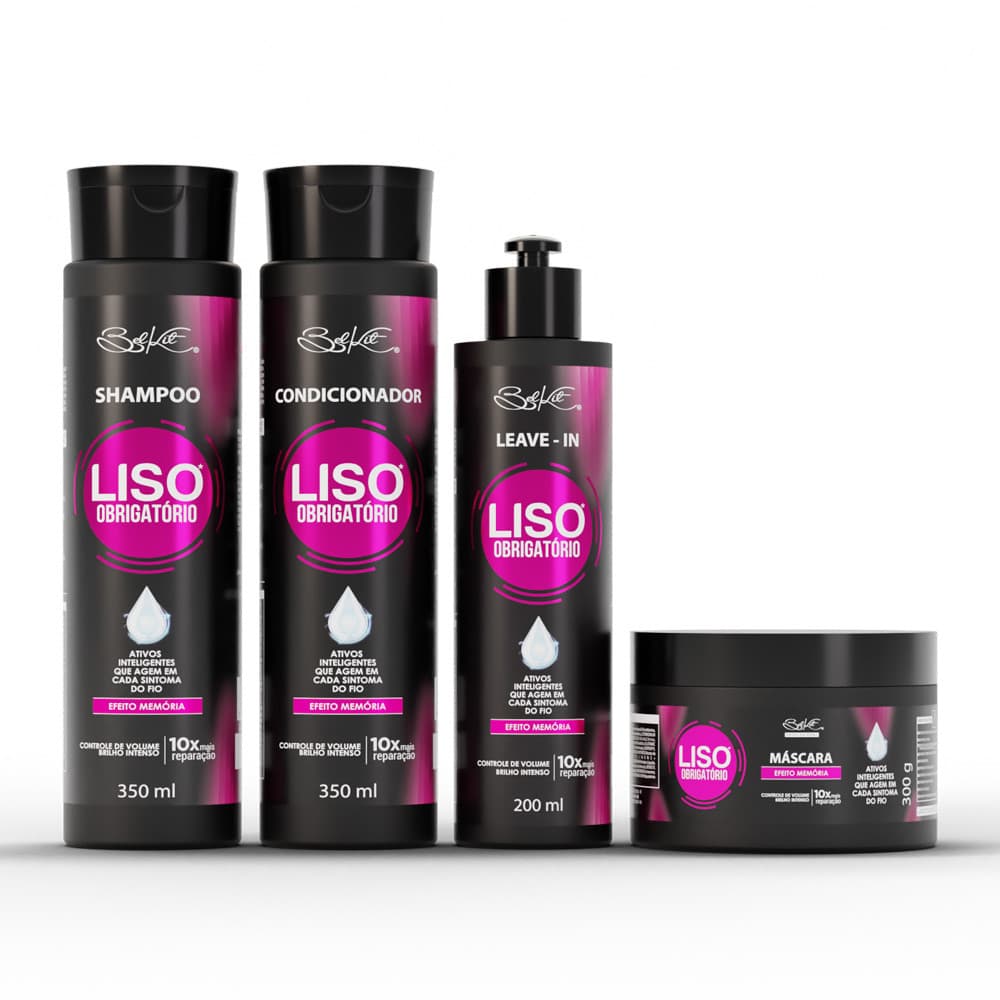 KIT CAPILAR LISO OBRIGATORIO 4 ITENS BELKIT PARA CABELO LISO