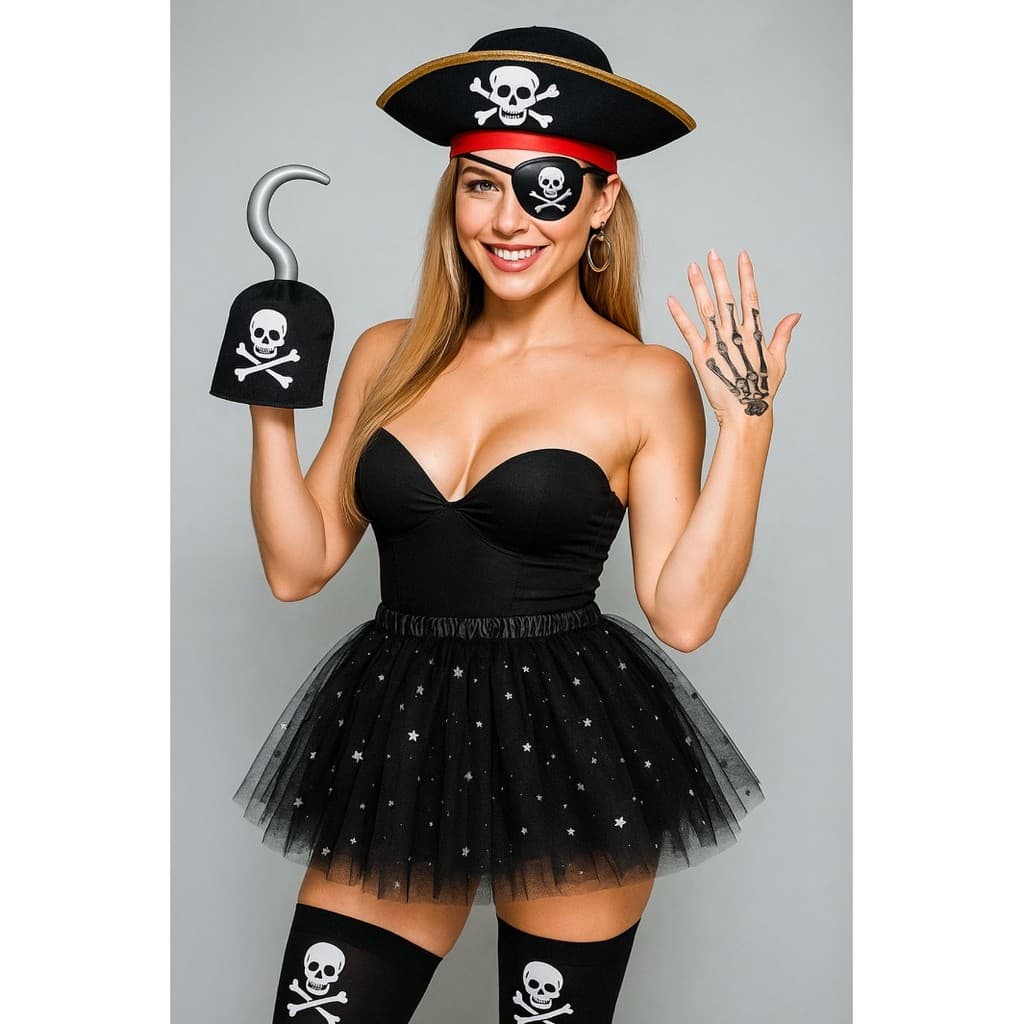 Fantasia de Pirata Completa Feminina Kit Adulto Infantil Hallowenn Cosplay Carnaval