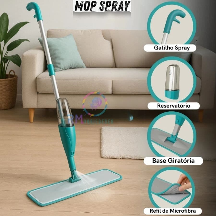 Mop Spray Magico Esfregão Com Reservatorio Rodo De Limpeza 300ml