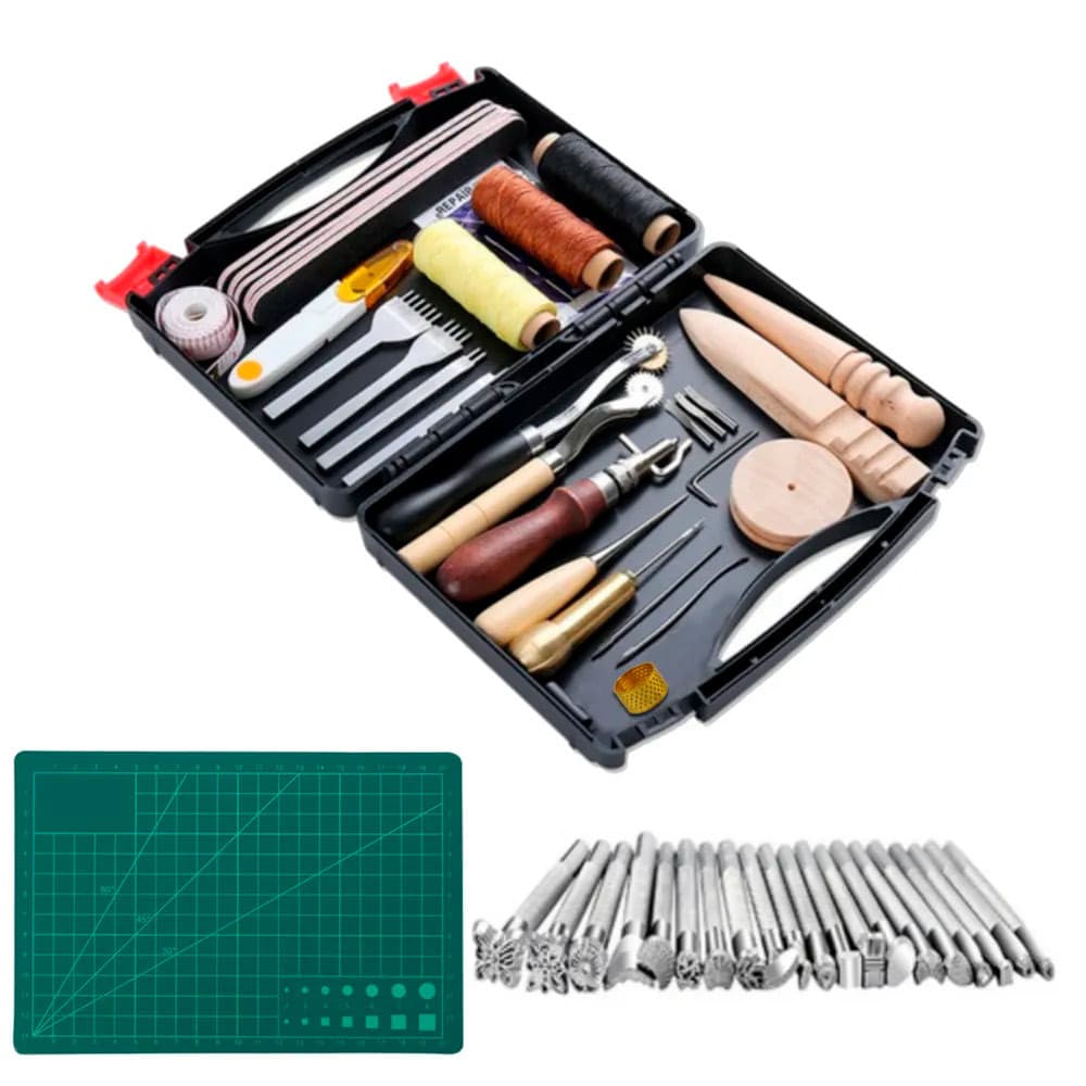 Kit Ferramentas Artesanato Reparo Couro, Sintetico