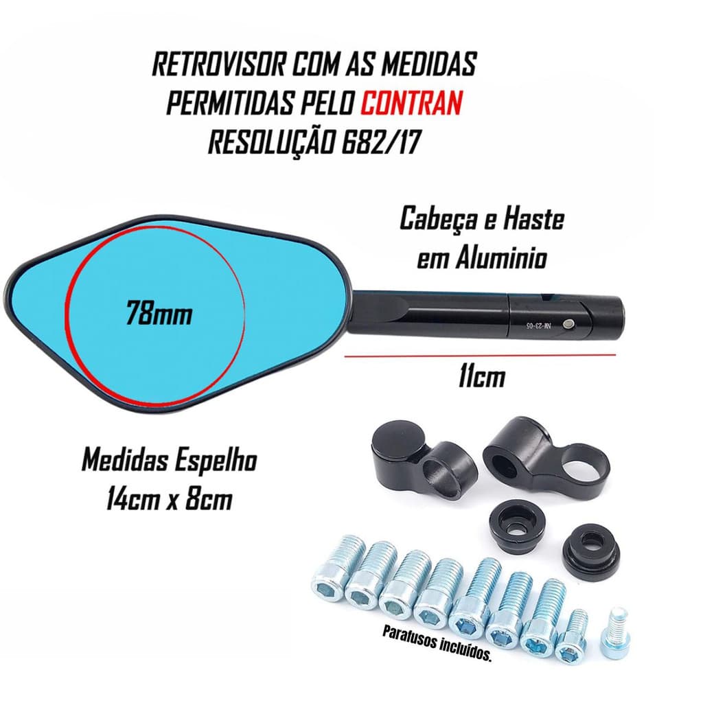 Retrovisor Esportivo Elisse Universal Motocicleta