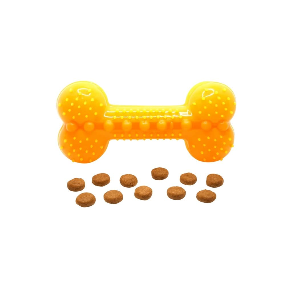 Osso Petisco Interativo Laranja Neon Borracha Resistente Livre de BPA