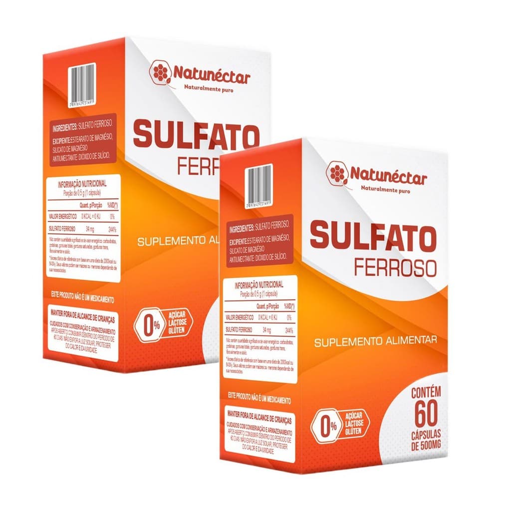 2x Sulfato Ferroso- 60 Cápsulas- Natunéctar