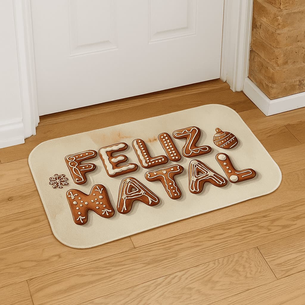 🎄 Tapete de Natal para Porta – Decoração de Entrada com Preço de Fábrica