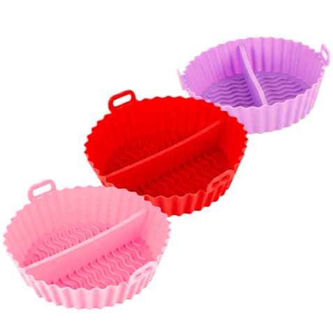 Kit 3 Forma Silicone Air Fryer Fritadeira Forno Microondas Assadeira Antiaderente Flexível Divisória