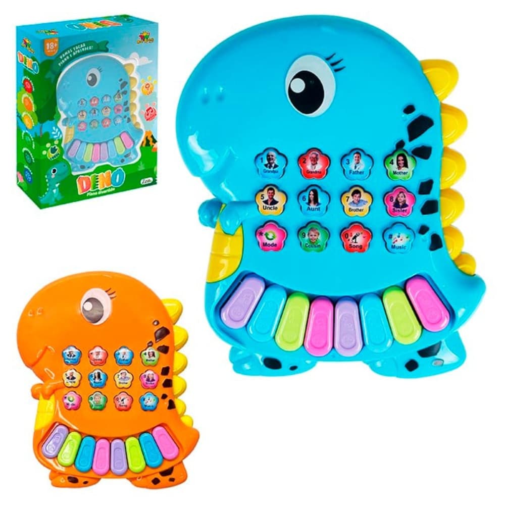 Piano Musical Interativo Teclado Dino Divertido Musica Palavras - Art Brink