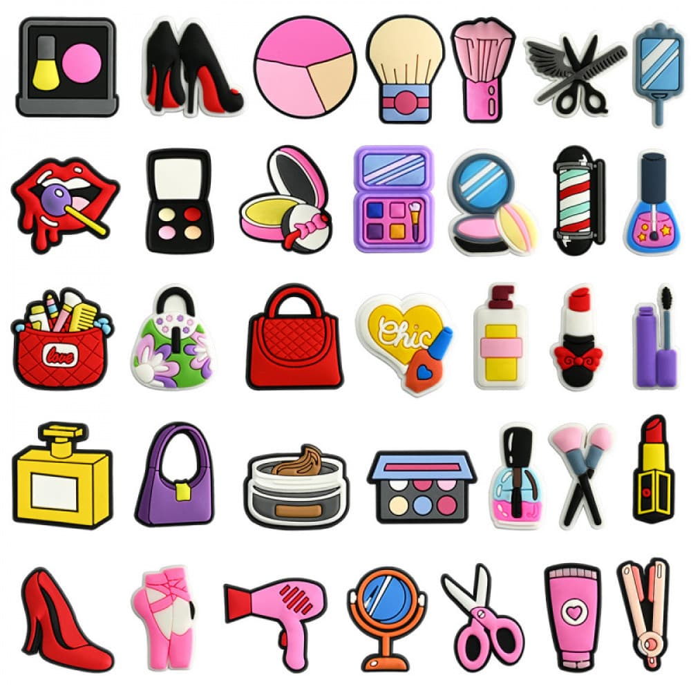 Encantos de Sapatos 68 Estilos de Coleção de Cosméticos Decorações Acessórios de PVC com Botão e Pingentes de Sandálias