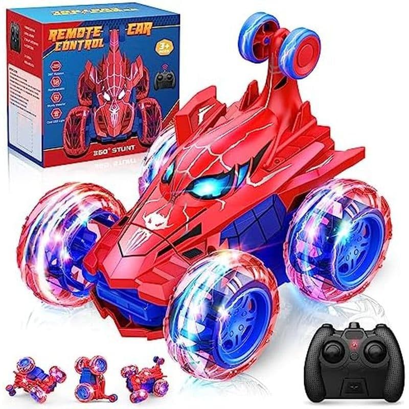 Carro De Controle Remoto Aranha Brinquedos De Carros rc , Dublê Recarregável Legal Com Roda 4WD De 360 Voltas Luz Brilha