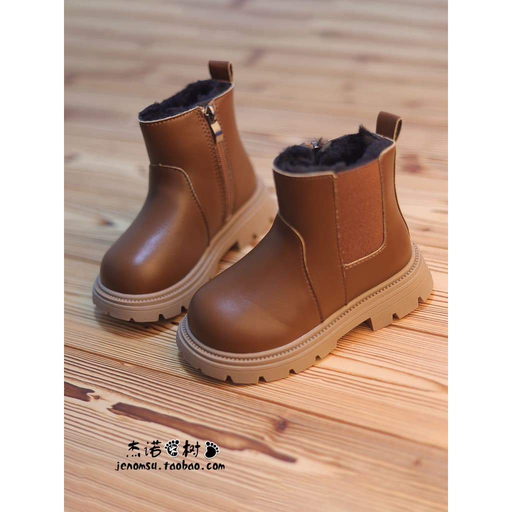 Botas meninos botas 2026 outono inverno novo estilo crianças estilo britânico forro de lã engrossado botas de couro quen