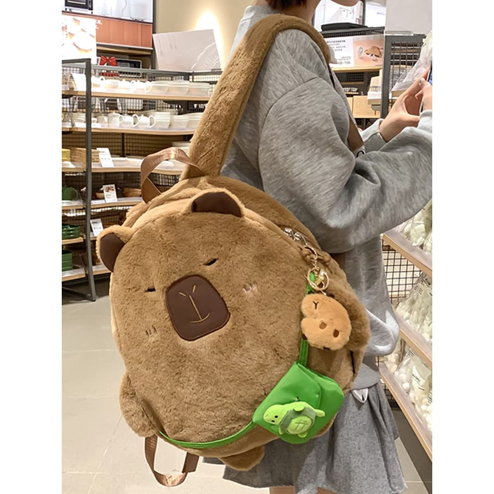 Além de pelúcia bonito Kapibara capivara mochila dos desenhos animados Casual bidimensional dos desenhos animados saco d