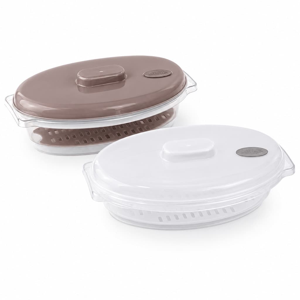 Panela Para Microondas 1L Oval Com Tampa Plasvale 1449