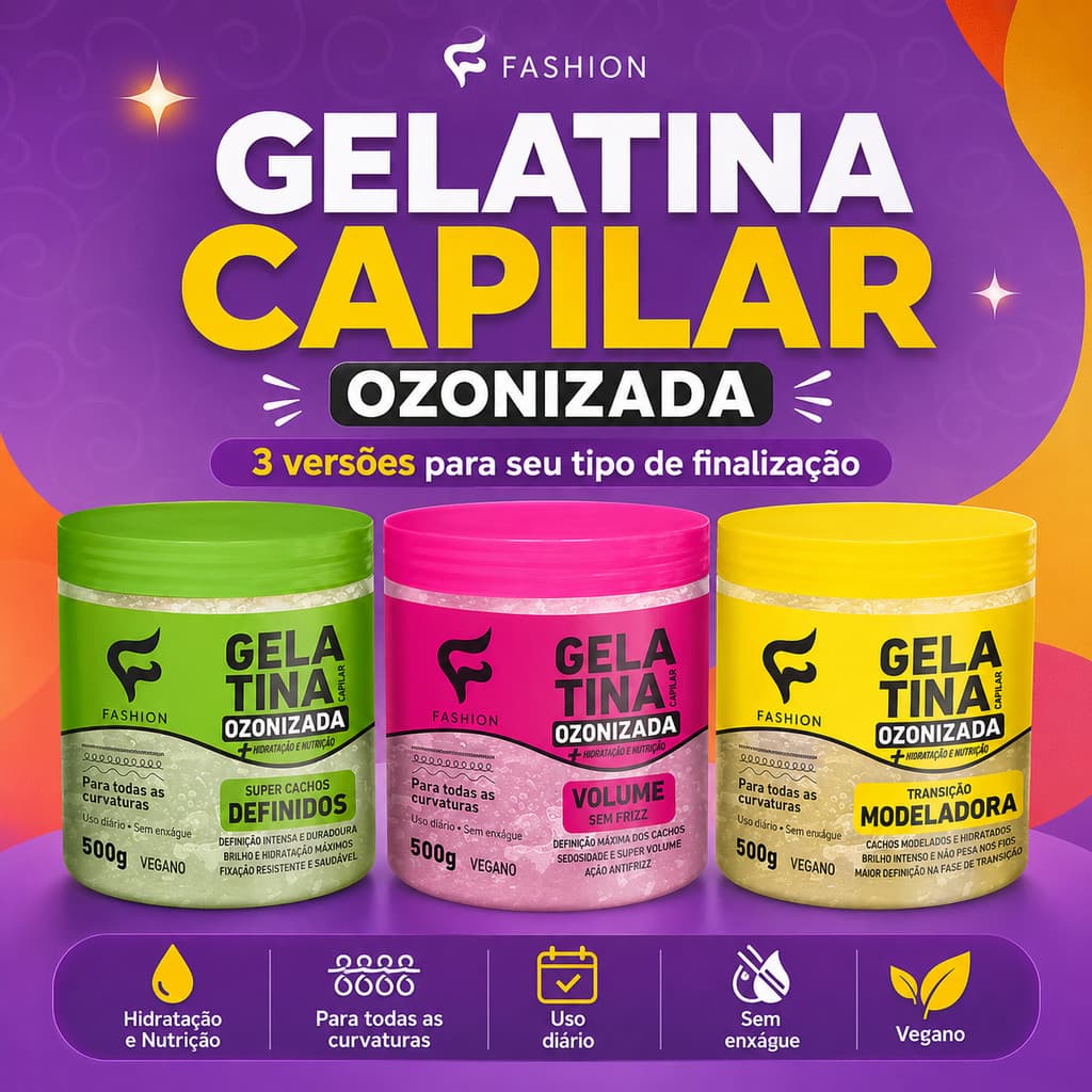 Gelatina Capilar Vegana Ozonizada 500g Fashion Cosméticos