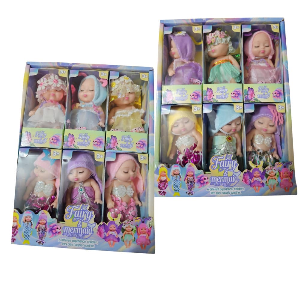 Brinquedo Kit 6 Mini Bonecas Sereia Princesa Presente Menina