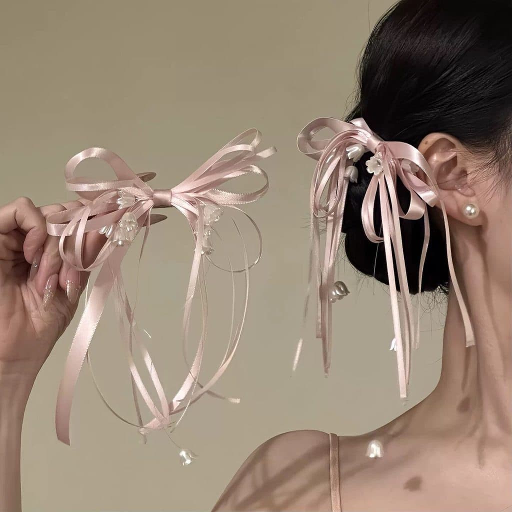 2026 Novo Estilo [Pedido Sakura Procurando Fragrância] Rosa Lírio do Vale Arco Grampo de cabelo Super Fada Atmosfera Gra